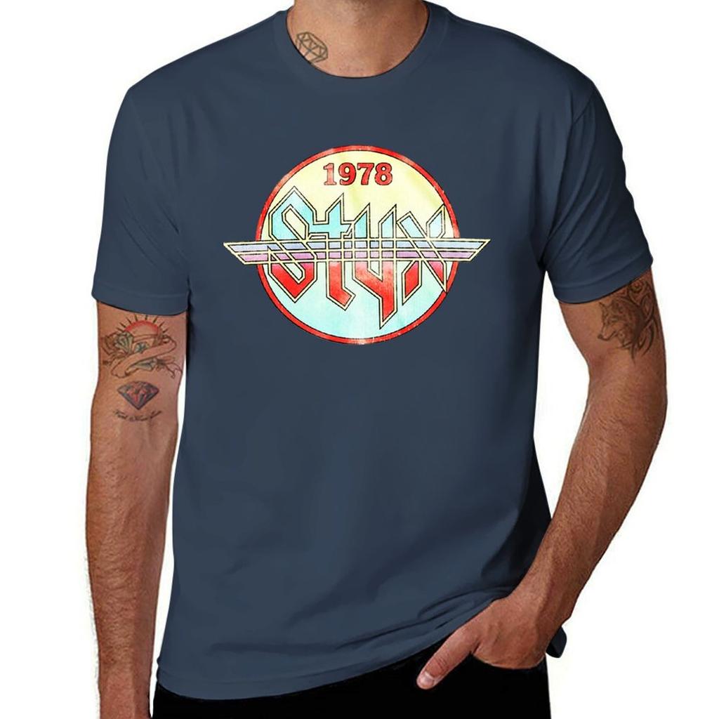 Styx Circle 1978 Weltkonzerttour Musik Amerikanisches T-Shirt Groß und Tall Locker geschnittenes T-Shirt