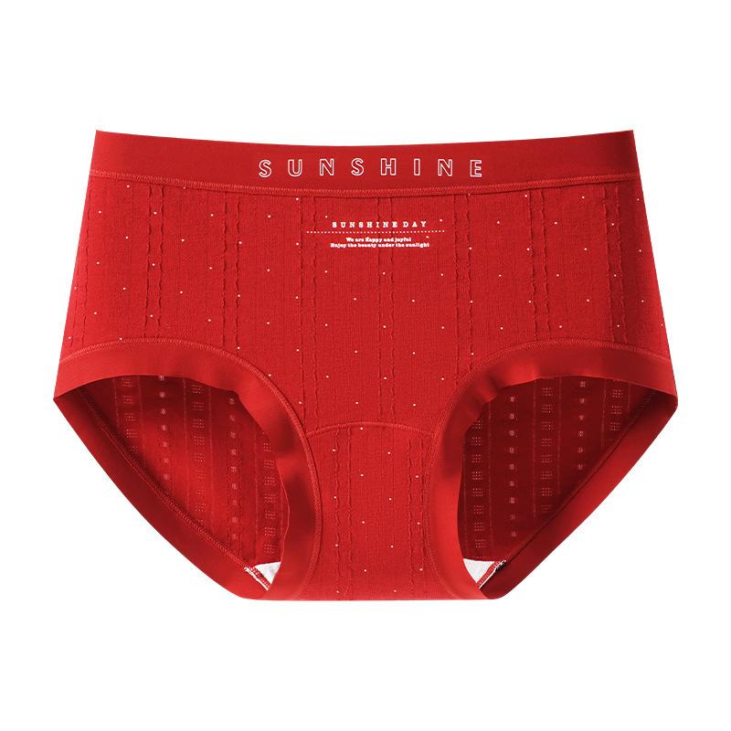 Lady Spring and Autumn New Year Wedding Red Breathable Antibacterial Cotton Crotch Waist Triangle Briefs