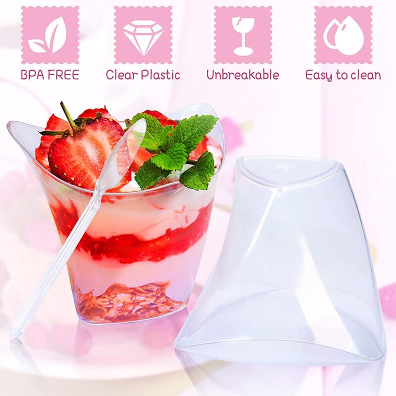 120ML Disposable Plastic Mousse & Pudding Cups with Spoons