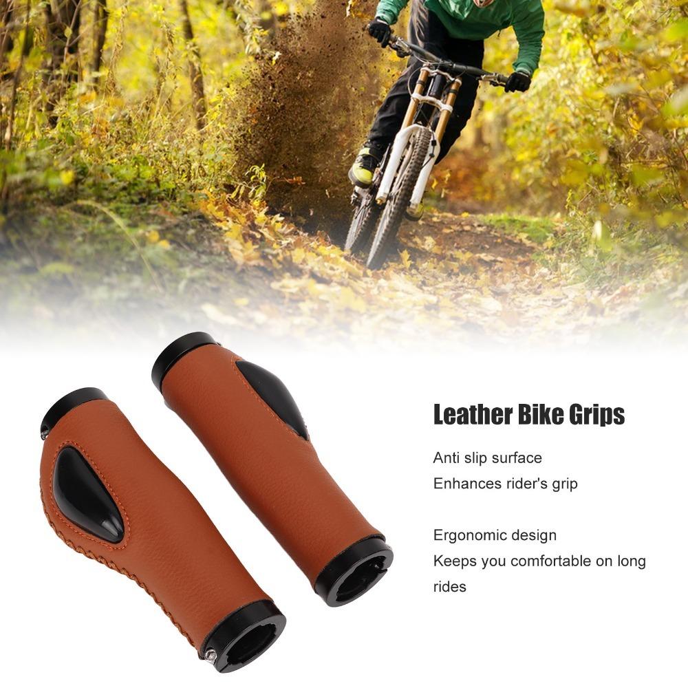 1 Pair Easy Installation Leather Bike Grips Leather Handlebar Cover  Mountain Bike Riding
