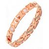 Bracciale Magnetico Europeo e Americano Transfrontaliero con Inlay di Foglie e Diamanti, Rame Rosso Antico, Spazzolato, Regolabile.
