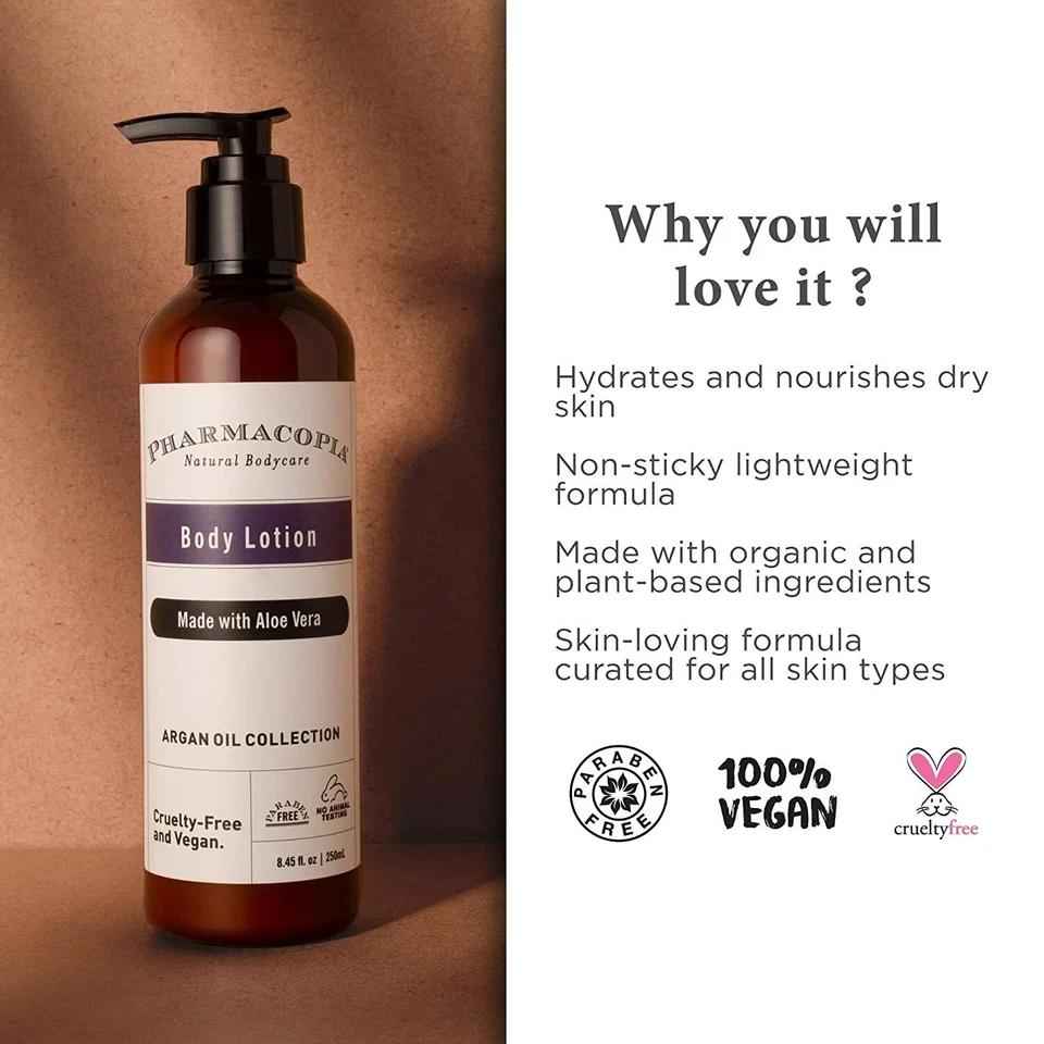 Kimirica Pharmacopia Argan Oil & Aloe Vera Organic Body Lotion, Paraben Free