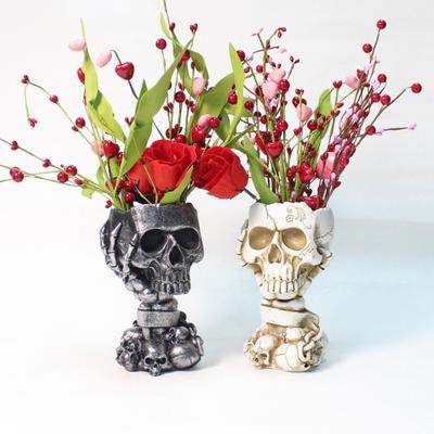 Jardinieră Craniu Gotic Ghivece pentru Plante Suculente cu Drenaj Ghiveci de Plante Halloween Ghiveci de Flori Craniu Înalt pentru Decor Acasă Cadou de Casă Nouă