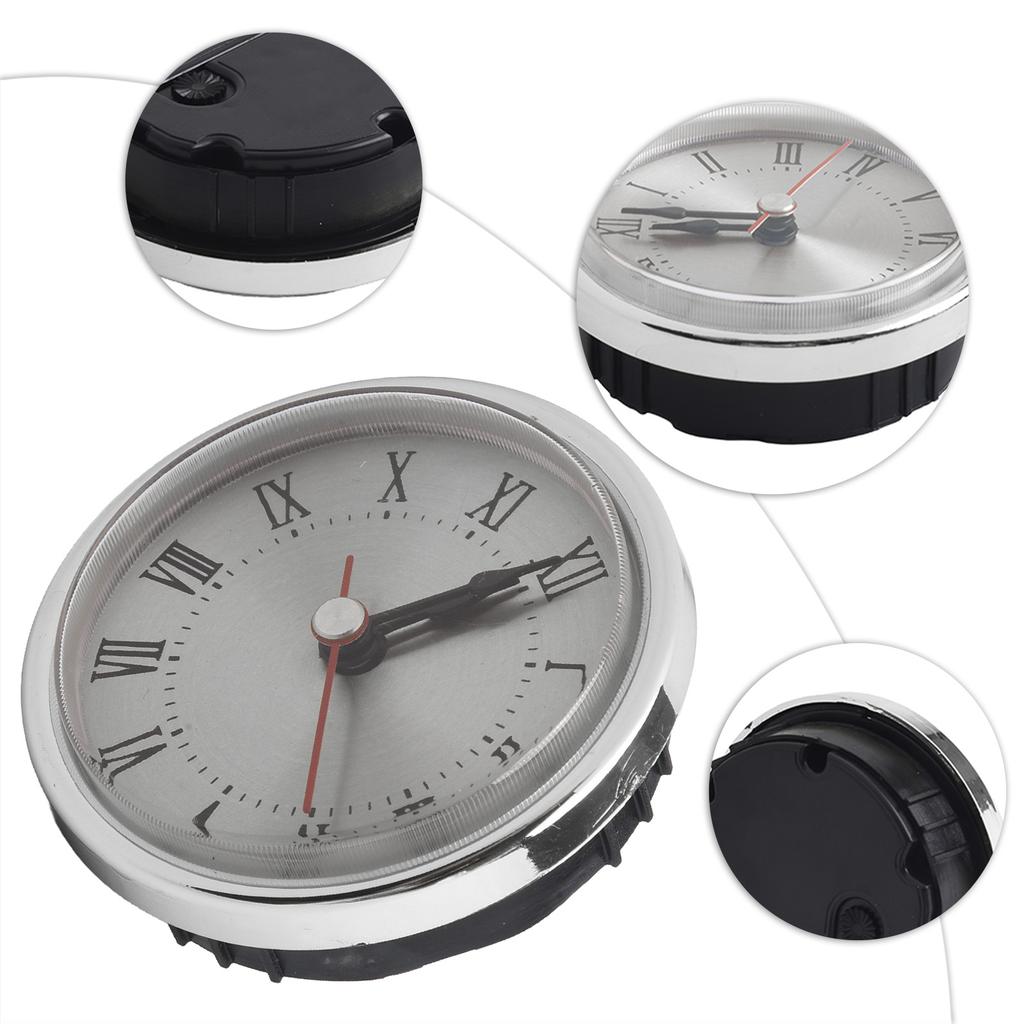 Replacement Quartz Clock Insert with Roman Numbers 65mm Diameter Silver Color