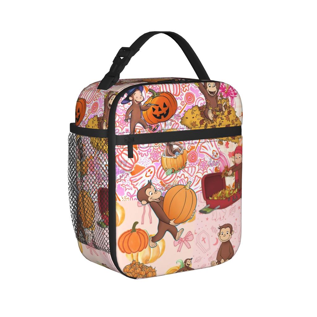 Curious George Insulated Lunch Bag Cooler Bag Reusable,Meal Container Cute Monkey Leakproof Tote Lunch Box Food Handbags