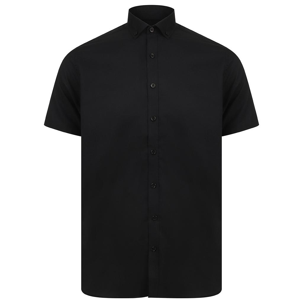Henbury Mens Modern Short Sleeve Slim Fit Oxford Shirt