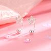 Screw-in Mini Daisy Stud Earrings, Simple Silver Peach Blossom Design for Women
