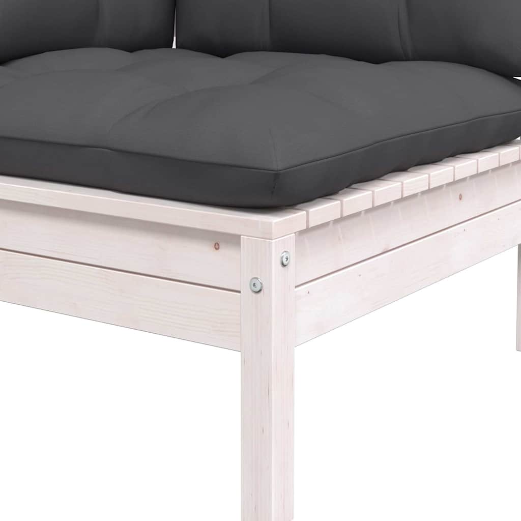 vidaXL Gartensofa 2-Sitzer mit Kissen in Weiß Massivholz Kiefer