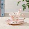 Cherry Blossom High-value Coffee Cup Girls' Drinking Cup with Saucer Cute Water Cup Household Set Small Gift Mug
