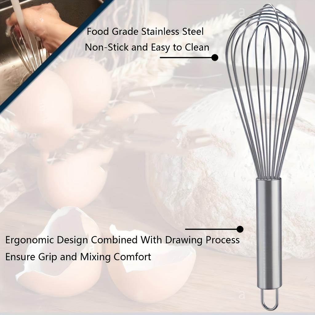 3pcsStainless Steel Egg Stirring Balloon Whisk Manual Egg Beater Mixer Kitchen Baking Utensil Multifunctional Cream Butter Whisk