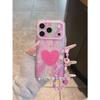 Double-layer Full Series of Fine-hole Streamer Powder Love Stars Are Suitable for iPhone17promax Mobile Phone Case 15pro.