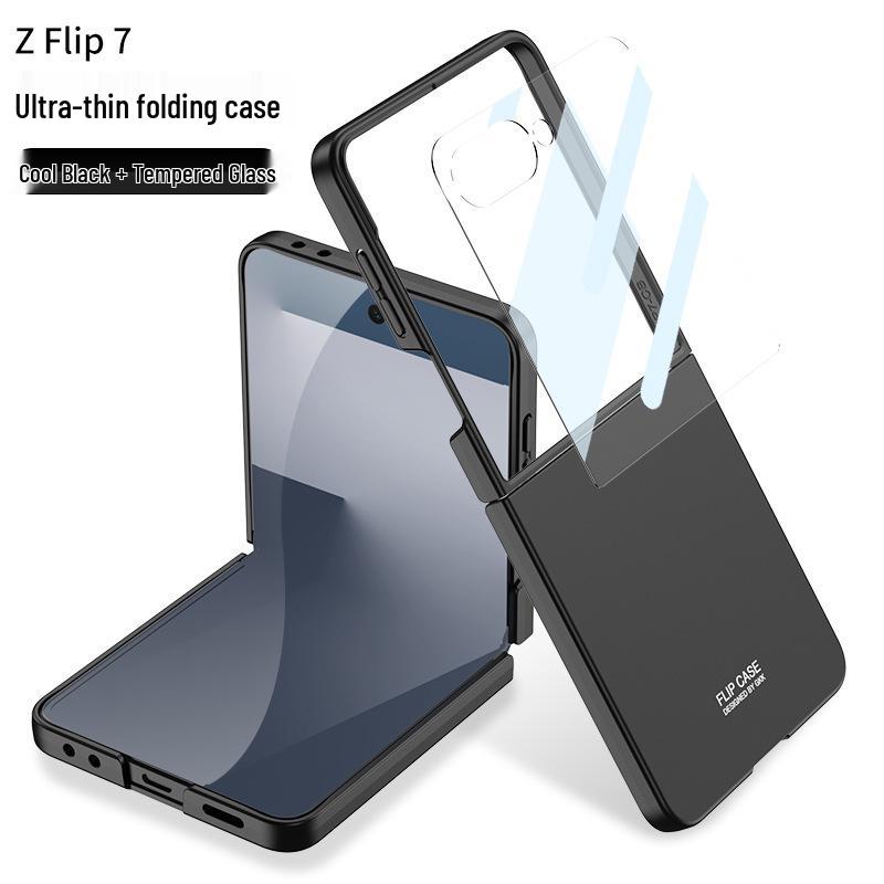 GKK Solid Color Anti-drop PC Case for Samsung Z Flip7 - Large Window, Skin-feel, Cross-border, Foldable Screen Protection