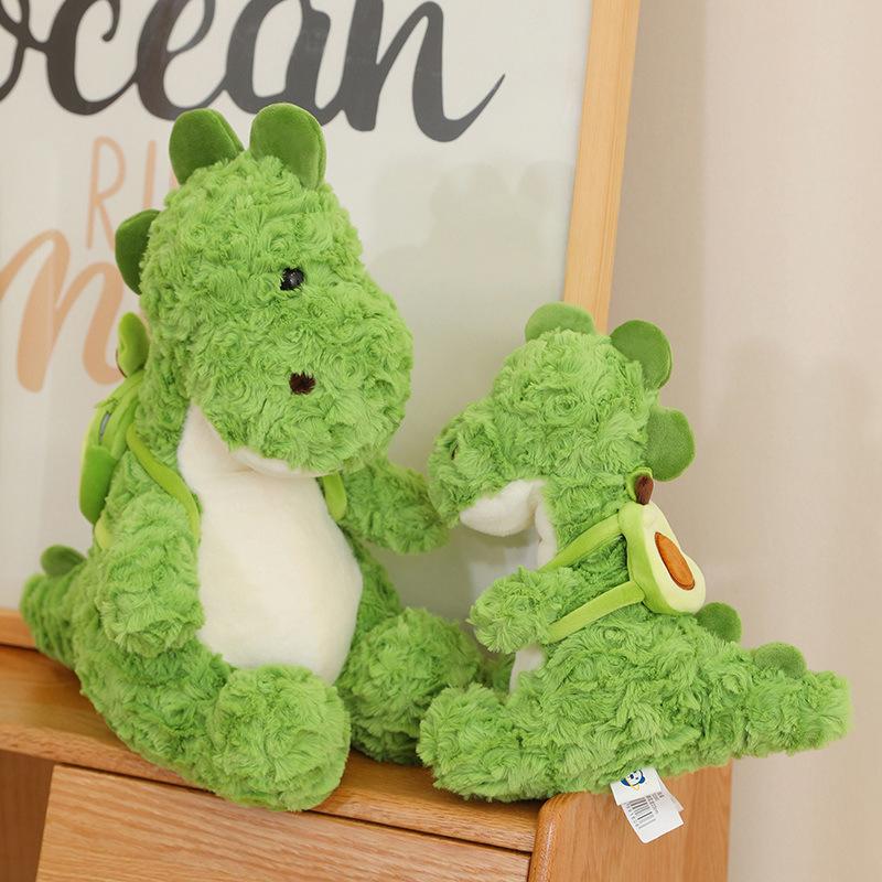 Cute Green Avocado Little Dinosaur Plush Toy Sitting Dinosaur Doll Pillow Boy Sleeping Soothing Doll