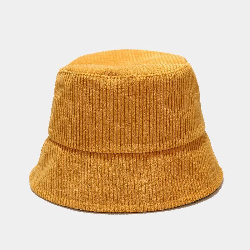 New Korean Joker Corduroy Women Bucket Hat Fashion Shading Couple Outdoor Panama Hats Unisex Travel Sunshade Fisherman Cap