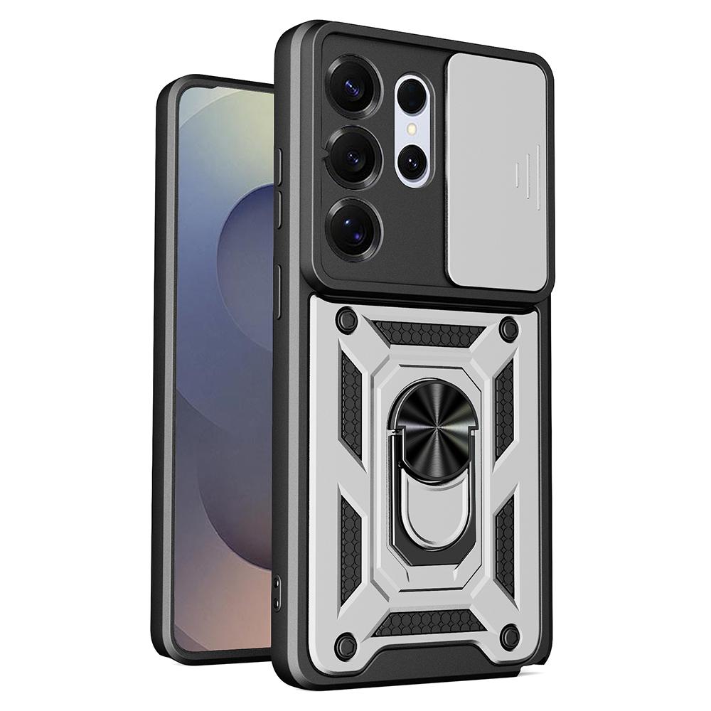 For Samsung Galaxy S26 Ultra Case with Slide Camera Lid PC + TPU Kickstand Phone Cover