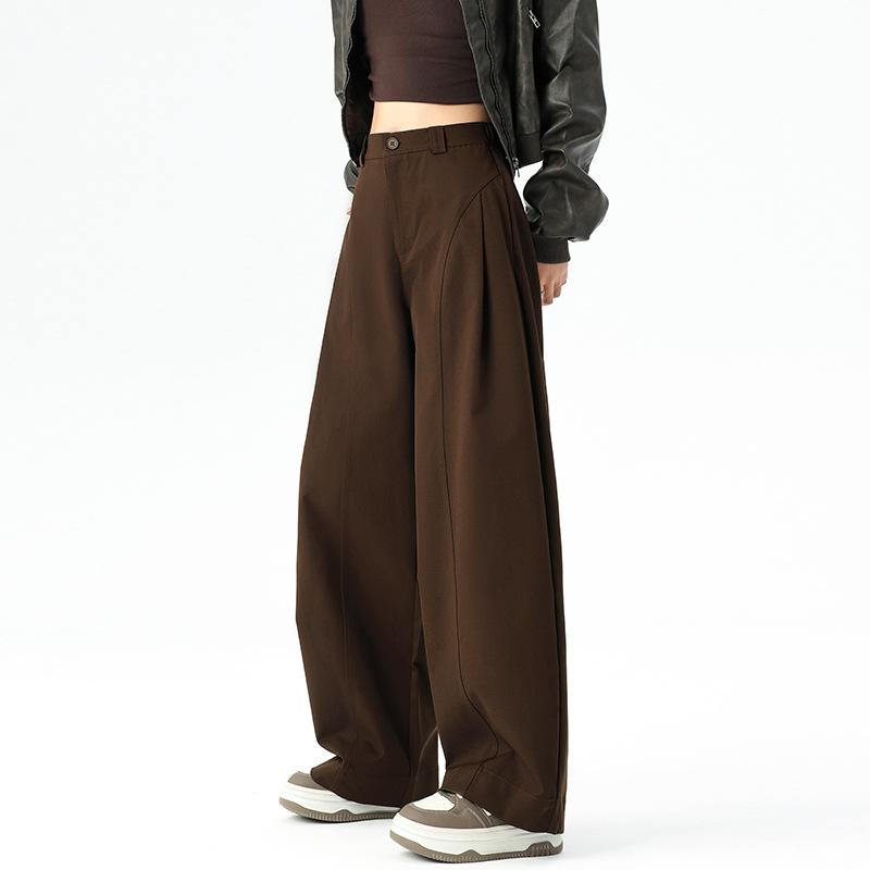 Women's High Waist Wide Leg Pants Loose Fit Barrel Pants Solid Commute Trousers Spring Casual Sickle Pants