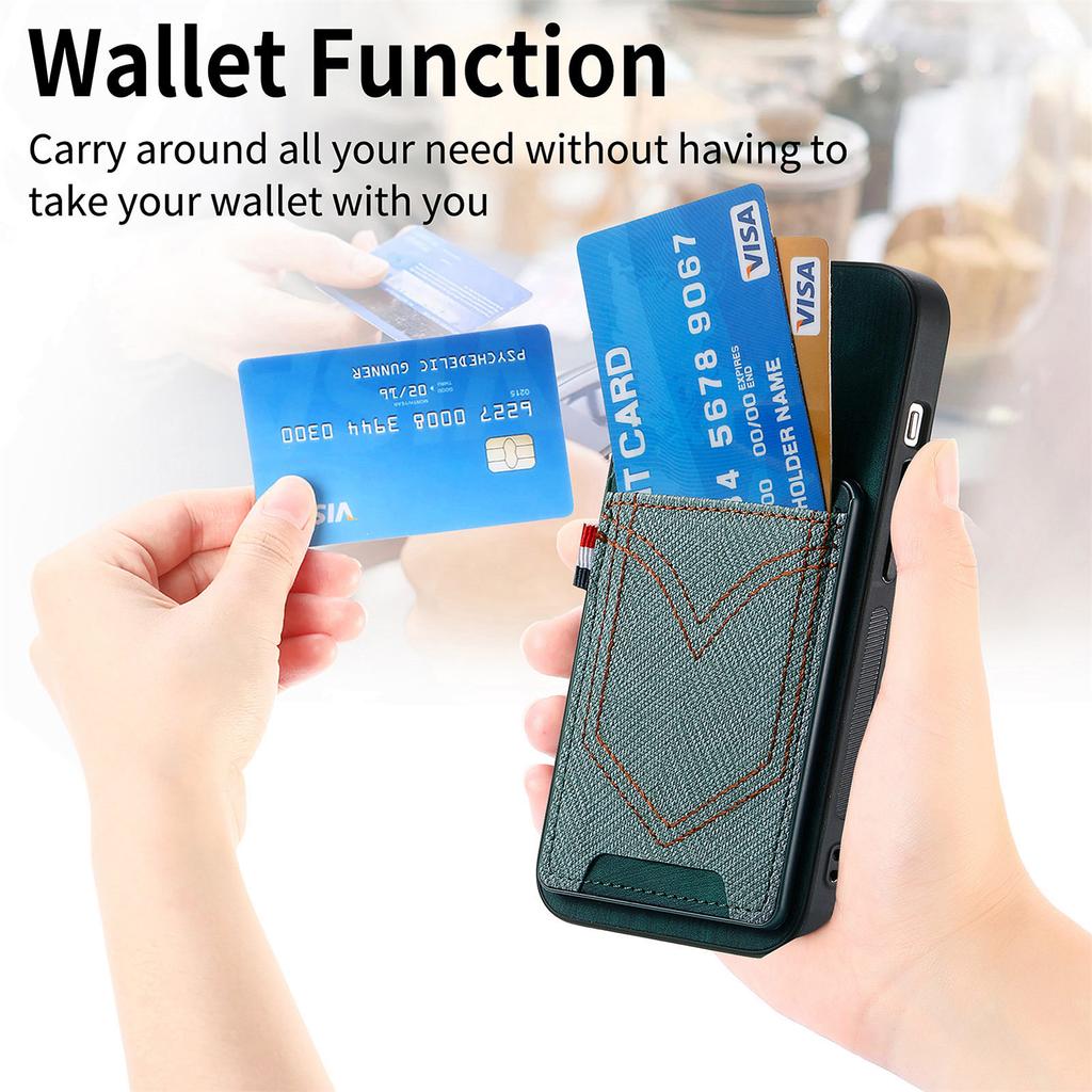 Denim Pattern Card Slot Leather Case for iPhone 15 14 Plus 13 12 11 Pro XSMax 8P 7P for Samsung S23 S22 S21 S20 Ultra Plus Note20Ultra A14 A54 A13 A53