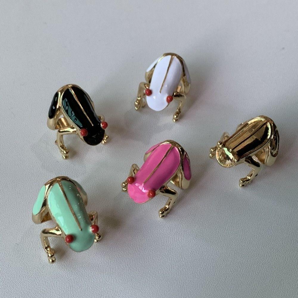 Dripping Oil Frog Drip Oil Ring Geometric Enamel Ring Unique Painting Ring  Gift