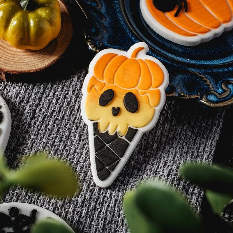 Halloween Cookie Cutters Ghost Pumpkin Skull Biscuit Chocolate Embosser Stamp Mould Halloween Party Baking Cake Decorating Tools