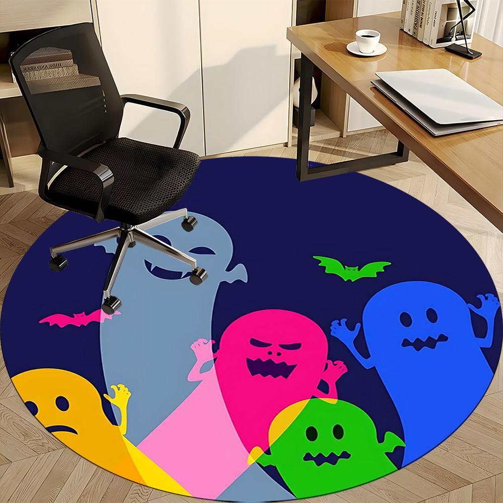 1PCGhost Halloween Office Round Area Rug,  Mat Suitable For Office, Under Office Chairs Bedroom Living Room Home Decor, Room Deco