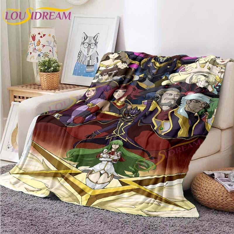 Classic Anime Blanket Code Geass Flannel Throw Blanket Lelouch Chair Sofa Lazy Blankets Cartoon Blankets for Home Bedroom Travel