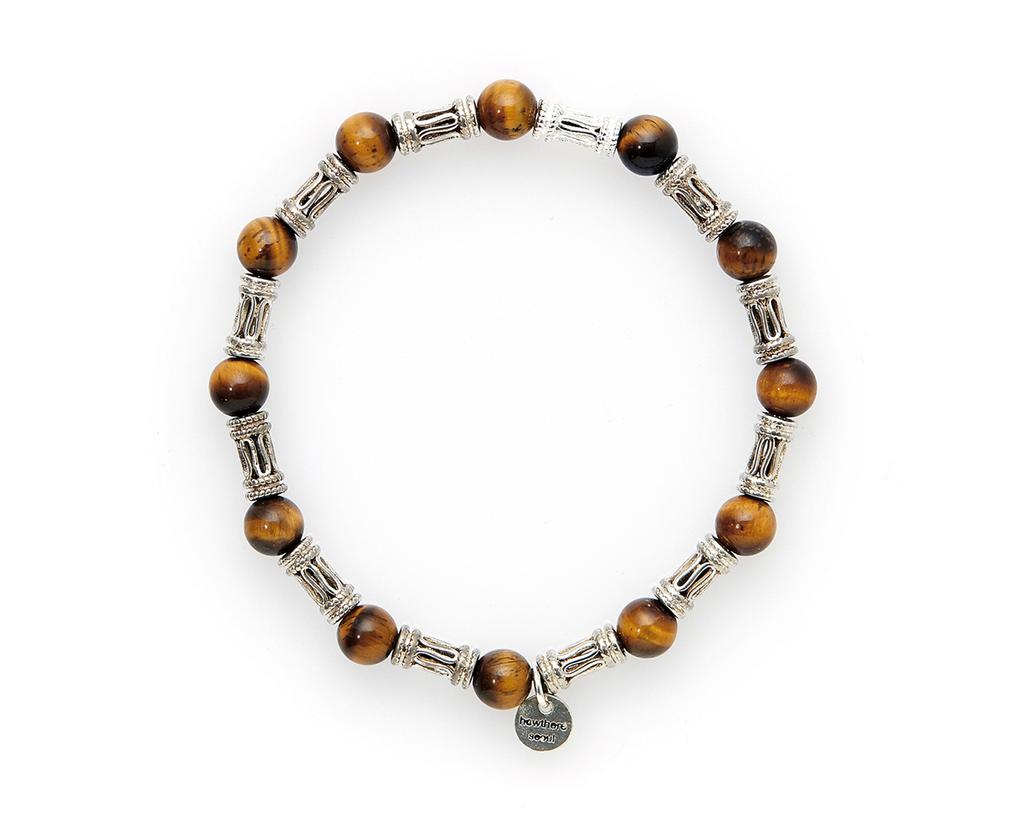 Howthere Silver Bracelet Ufo - Silver Bamboo And Brown Stone