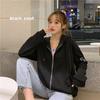 Casual sweater jacket women's thin loose Korean version short man with bf hooded zipper cardigan