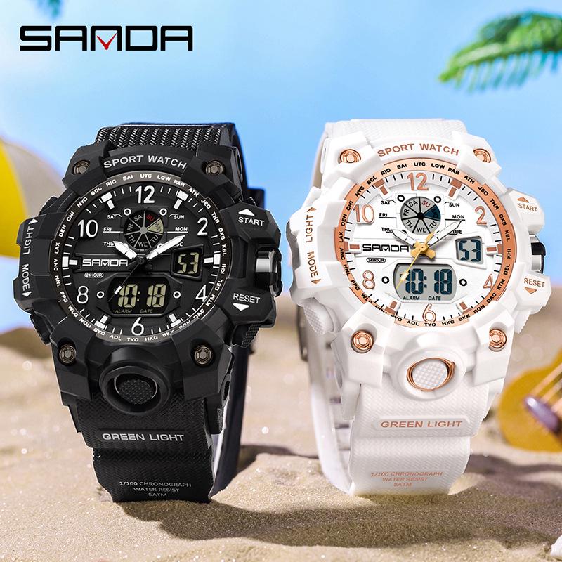 Sanda Dual Display Trendige Paar-Sportuhr