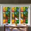 Geometric Pattern Window Film Stained Glass Style Static Cling Privacy Film Waterproof Removable Window Privacy Film for Bathroom Bedroom Kitchen