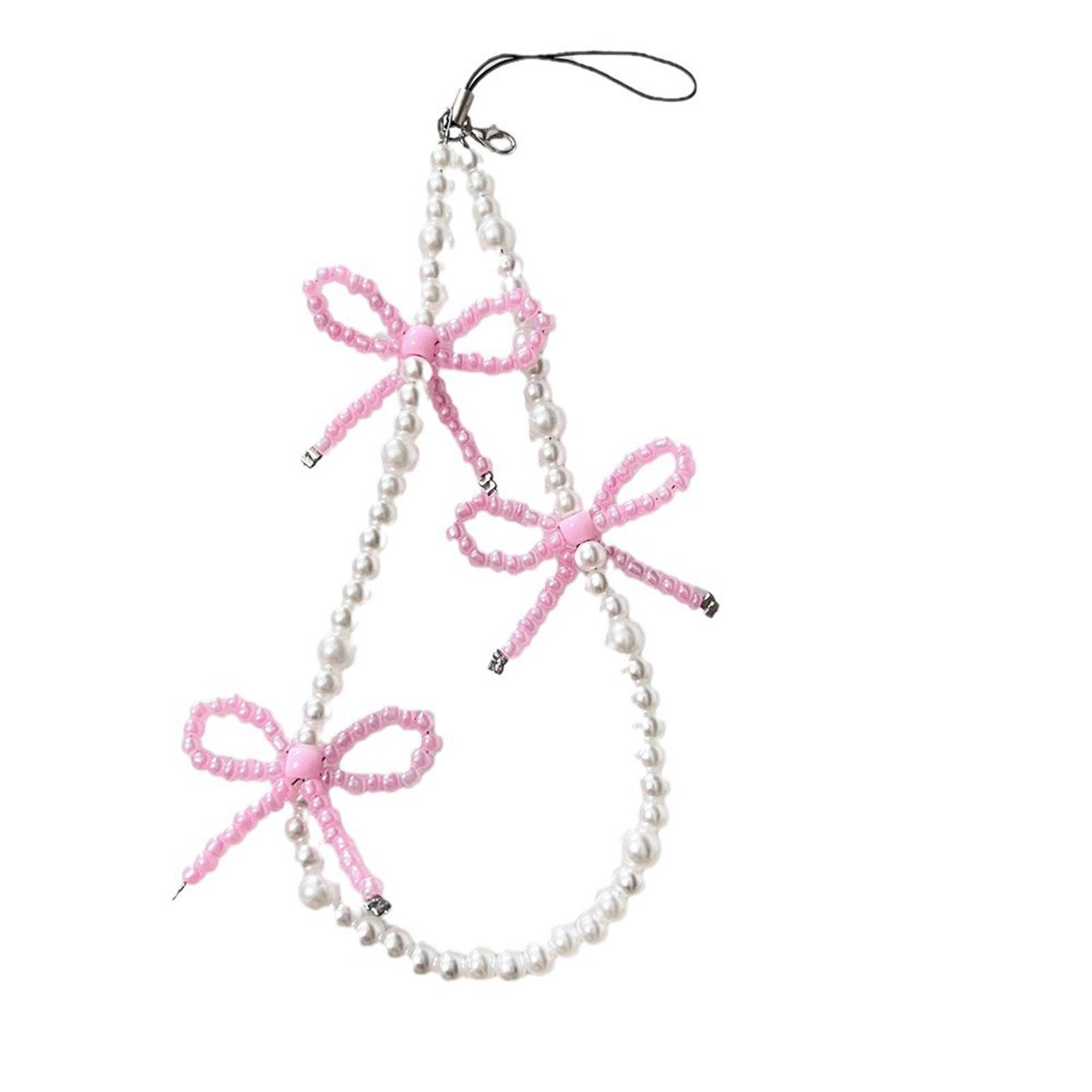 

Красочный брелок ручной работы из бисера, бабочка, телефонная цепочка, уникальный и стильный бант, брелок, украшение для кошелька, камеры розовый