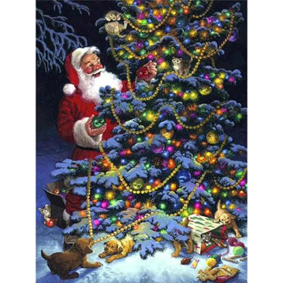 5D DIY Diamond Painting Full Round Christmas Tree Kit Embroidery Mosaic Picture Cross Stitch Wall Sticker Gift Home Decoration