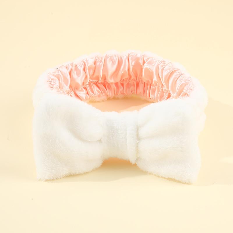 Women s Japanese style faux silk solid color large bow headband, macaron color scheme, suitable for pairing with face masks.