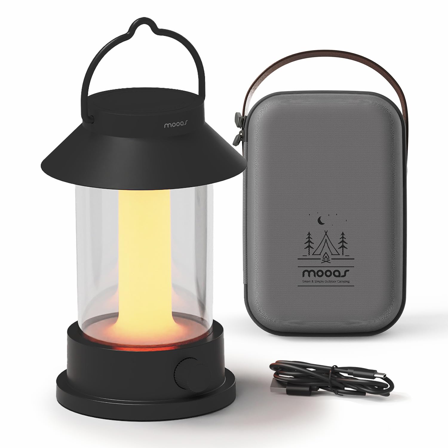 mooas Vintage Style Decorative Lantern LED Camping Lantern Rechargeable Light with 3 Lighting Modes (Black)
