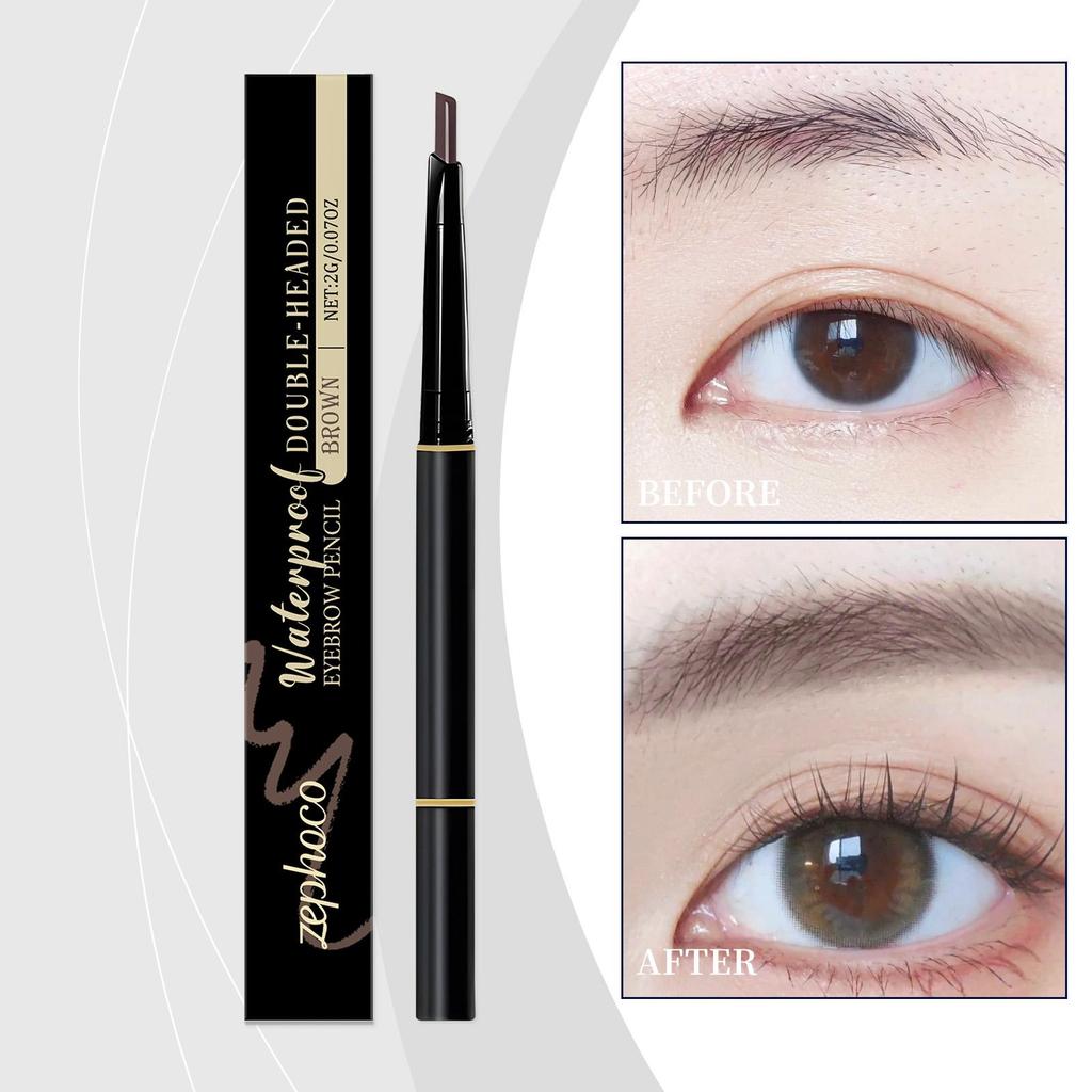 Brown double-ended eyebrow pencil with a natural, three-dimensional look.