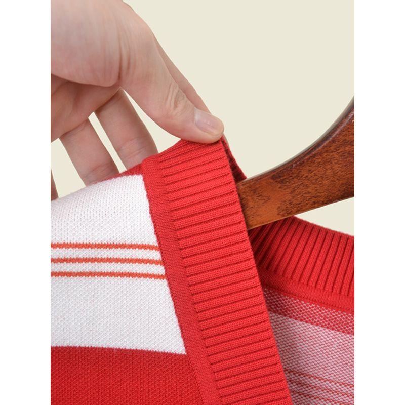 Fashion Style V Neck Stripes Short Vest Student Bandage Dress Thermal Knitting Vest