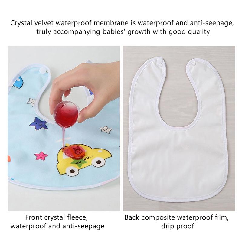 2/5Pcs Baby Cartoon Snap Waterproof Bib Super Soft Baby Bib Newborn Crystal Velvet Saliva Towel