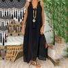 Vestido largo de encaje de fiesta sin mangas con hombros descubiertos y color liso para mujer