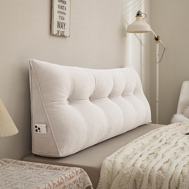 Chenille Headboard Cushion, Double Lumbar Support Pillow, Removable & Washable Backrest