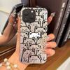 Case for iphone 14 17 Pro XS Max 18 Pro Max 15 13 XR 12 Air 11 16 Plus Silver Glitter Crackle Background Cat Line Patterns