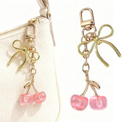 1PC Bag Exquisite Cute Durable Cherry Colored Charm Realistic Keychain Chic Realistic Premium 9x3cm