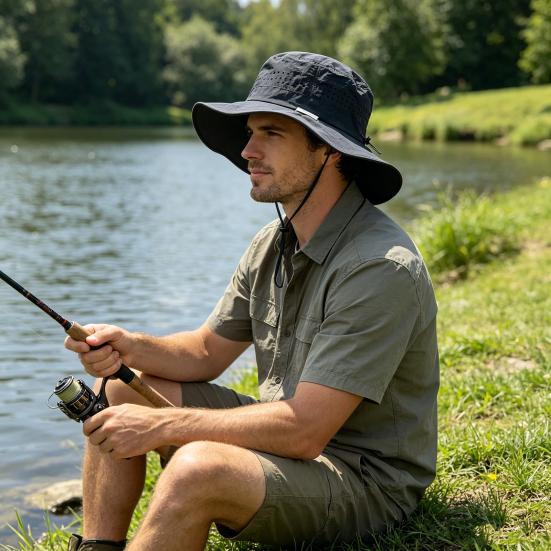 Outdoor Sun Protection Bucket Hat for Men Women Wide Brim Waterproof Quick-Dry Sun