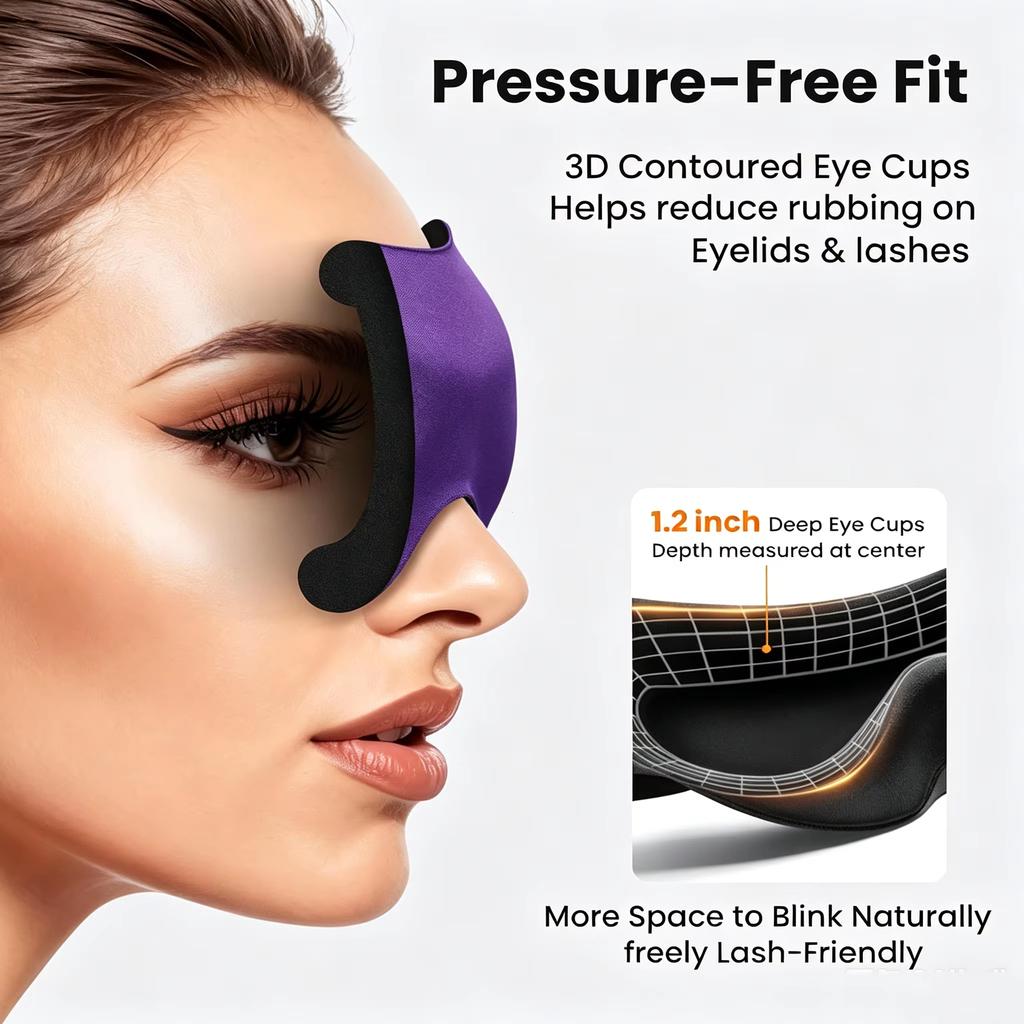 3D Sleep Mask Adjustable Suitable for Men and Women with No Pressure on the Light Blocking Eye Mask Sleeping Aid Face Mask