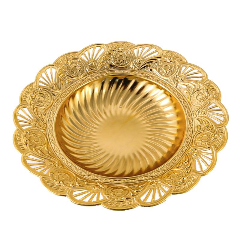 

Metal Flower Fruit Plate Snack Bowl Cake Plate Jewelry Tray Ornament Dried Fruit Tray Candy Dish Dessert Plates Dim Sum Dish