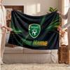 Ireland Rugby Flannel Blanket, Custom Name Text Personalized Soft Throw Blanket Home Decor Gift