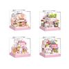 Cartoon Animal Micro Diamond Block Cat Flower Coffee Pets Shop Bakery 3D Wall Building Brick Idea Toy With Light Nanobricks