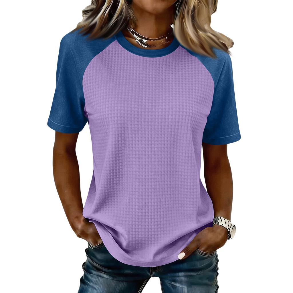 Women’s Casual Lightweight Knit Raglan Sleeve Crew Neck Top Plus Size Loose Fit Retro Style Shirt