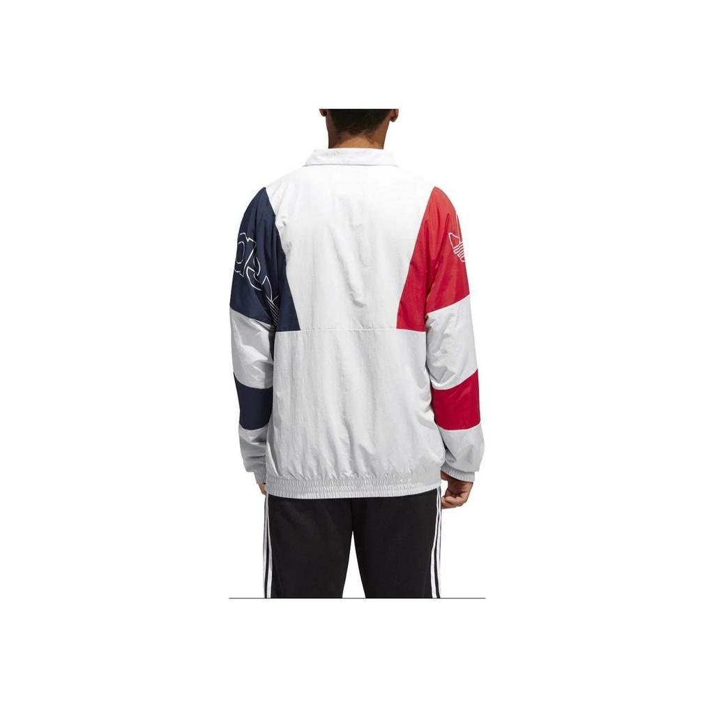 Adidas Originals Trefoil Logo Print Stand Collar Jacket With Spliced Design Men Jacket White GJ7773