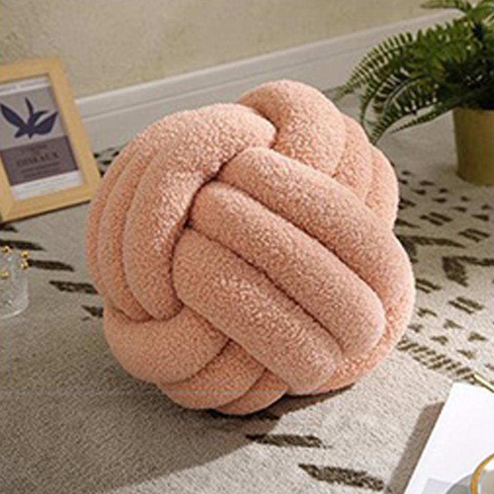 Knotted Ball Throw Pillow Ultra Soft Companionship Decorative Hand-woven Knotted Ball Plush Toy Velvet PP Cotton Sofa Cushion