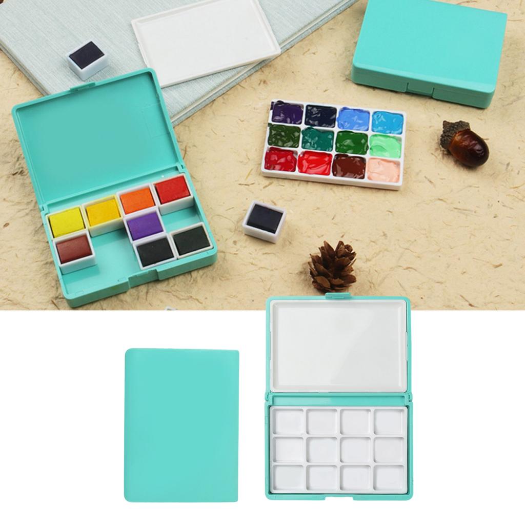 Portable Watercolor Paint Palette Box Paint Mixing Tray 12 Well 24 Well For Watercolour Oil Acrylics Gouaches Painting