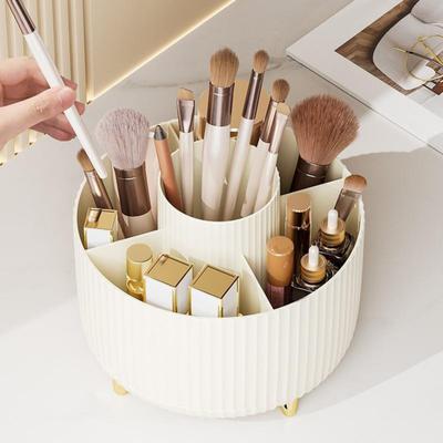 Makeup Brush Holder Large Capacity Multiple Compartments Multi-angle Rotating Countertop Cosmetic Organizer